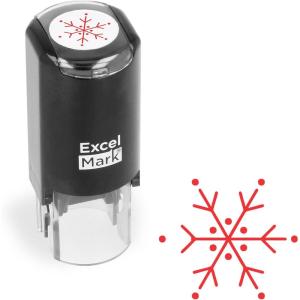 imageExcelMark SelfInking Christmas Rubber Stamp  Snowflake 1  Red InkSnowflake 1
