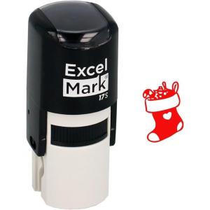 imageExcelMark SelfInking Christmas Rubber Stamp  Stocking  Red Ink