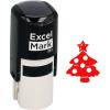 imageExcelMark SelfInking Christmas Rubber Stamp  Tree  Red Ink