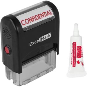 imageExcelMark Confidential Self Inking Rubber Stamp  Red Ink with 5cc Refill Ink