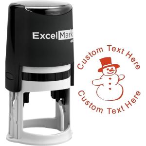 imageExcelMark Custom SelfInking Christmas Rubber Stamp  Snowman  Red Ink