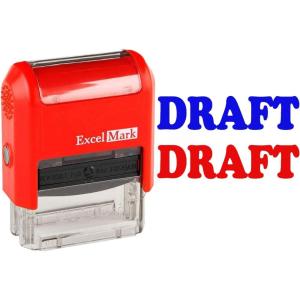 imageExcelMark Draft  SelfInking TwoColor Rubber Office Stamp  Red and Blue Ink