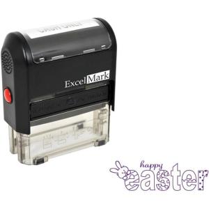 imageExcelMark Easter Rubber Stamp  Happy Easter Stamp  Purple Ink