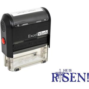 imageExcelMark Easter Rubber Stamp  He is Risen Stamp  Blue Ink