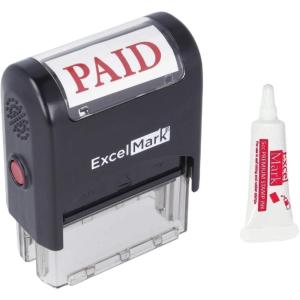 imageExcelMark Paid Self Inking Rubber Stamp Stamp Plus 5cc Refill Ink