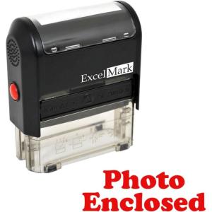 imageExcelMark Photo Enclosed Self Inking Rubber Stamp  Red Ink