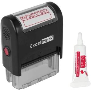 imageExcelMark Posted Self Inking Rubber Stamp  Red Ink with 5cc Refill Ink