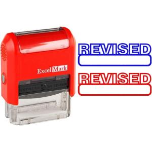 imageExcelMark Revised  SelfInking TwoColor Rubber Office Stamp  Red and Blue Ink