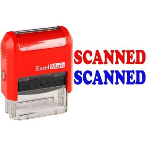 imageExcelMark Scanned  SelfInking TwoColor Rubber Office Stamp  Red and Blue Ink