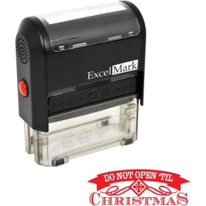 imageExcelMark SelfInking Christmas Rubber Stamp  Do Not Open Til Christmas  Red Ink
