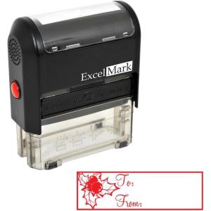 imageExcelMark SelfInking Christmas Rubber Stamp  Gift Tag  Red Ink