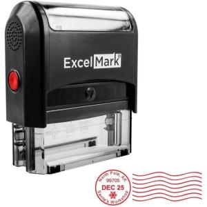 imageExcelMark SelfInking Christmas Rubber Stamp  Postmark  Red Ink  MediumLarge