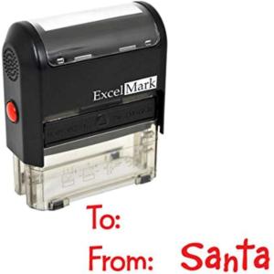 imageExcelMark SelfInking Christmas Rubber Stamp  Santa Gift Tag  Red Ink