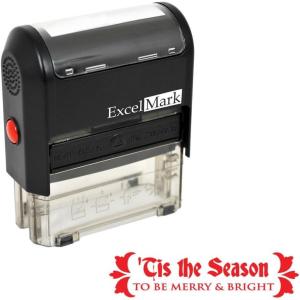 imageExcelMark SelfInking Christmas Rubber Stamp  Tis The Season  Red Ink