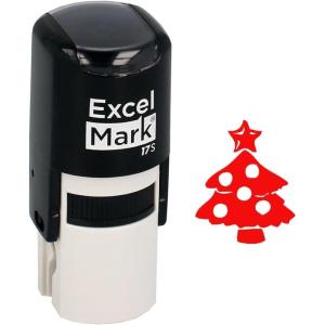 imageExcelMark SelfInking Christmas Rubber Stamp  Tree  Red Ink