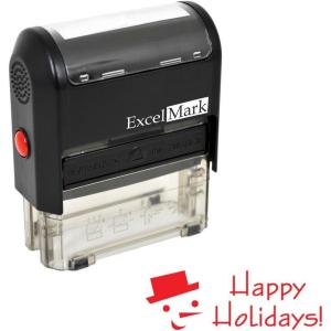 imageExcelMark SelfInking Christmas Rubber Stamp Happy Holidays Red Ink