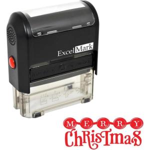 imageExcelMark SelfInking Christmas Rubber Stamp Merry Christmas Red Ink