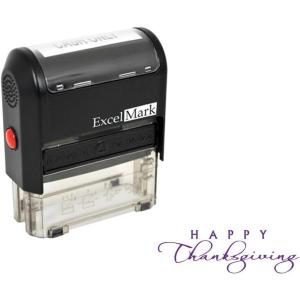 imageExcelMark Thanksgiving Rubber Stamp  Happy Thanksgiving  Purple Ink