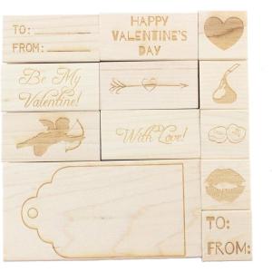 imageExcelMark Valentines Day  Engraved Wood Rubber Stamp Gift Set  12 Pieces