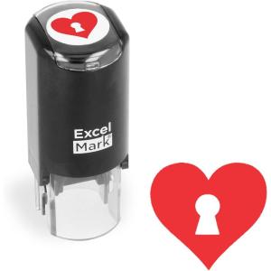 imageExcelMark Valentines Day Rubber Stamp  Keyhole Heart Stamp  Red Ink