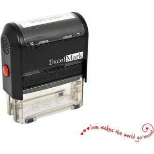 imageValentines Day Rubber Stamp  Love Makes The World Go Round  Red Ink