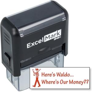 imageExcelMark Heres Waldo  Self Inking Bill Collection Stamp in Red Ink