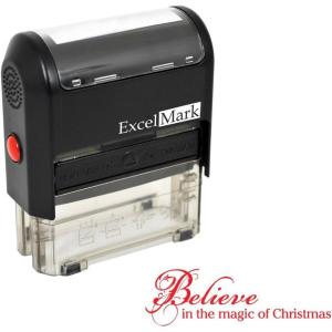 imageExcelMark SelfInking Christmas Rubber Stamp  Believe in The Magic of Christmas  Red Ink