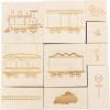 imageExcelMark Trains  Engraved Wood Rubber Stamp Set  10 Pieces