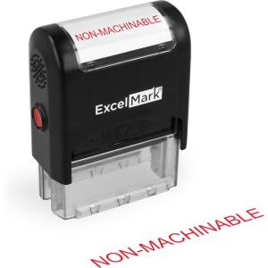 imageExcelMark NonMACHINABLE Self Inking Rubber Stamp  Red Ink A1539