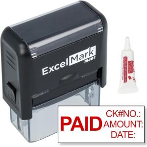 imageExcelMark Paid Self Inking Rubber Stamp  Red Ink with 5cc Refill Ink A1848