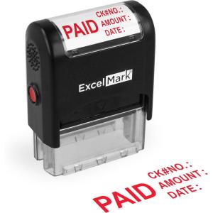 imageExcelMark Paid with Check No Amount Date  Self Inking Rubber Stamp  A1539