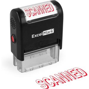 imageExcelMark Scanned  SelfInking Rubber Stamp  Red Ink A1539