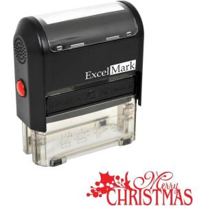 imageExcelMark SelfInking Christmas Rubber Stamp  Merry Christmas  RED Ink