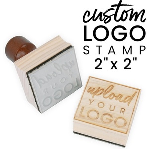 image:imageExcelMark Custom Logo Stamp  Personalized Wood Rubber Stamp  Upload Your Own Image 4x62x2