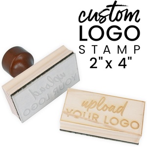 image:imageExcelMark Custom Logo Stamp  Personalized Wood Rubber Stamp  Upload Your Own Image 4x62x4