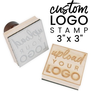 image:imageExcelMark Custom Logo Stamp  Personalized Wood Rubber Stamp  Upload Your Own Image 4x63x3