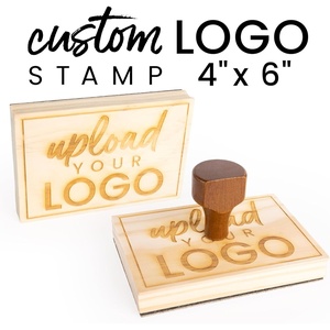image:imageExcelMark Custom Logo Stamp  Personalized Wood Rubber Stamp  Upload Your Own Image 4x64x6