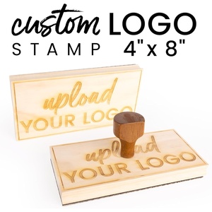 image:imageExcelMark Custom Logo Stamp  Personalized Wood Rubber Stamp  Upload Your Own Image 4x64x8