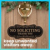 image:imageExcelMark No Soliciting Window Stickers  3 x 7 Transparent Vinyl Sticker Sign  Select From Sticky Front or Sticky Back For Interior or Exterior Use  Pack of 3 InteriorBlackGold Designer