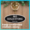 image:imageExcelMark No Soliciting Window Stickers  3 x 7 Transparent Vinyl Sticker Sign  Select From Sticky Front or Sticky Back For Interior or Exterior Use  Pack of 3 InteriorBlackWhite Oval