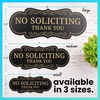image:imageExcelMark No Soliciting Window Stickers  3 x 7 Transparent Vinyl Sticker Sign  Select From Sticky Front or Sticky Back For Interior or Exterior Use  Pack of 3 InteriorBlackGold Designer