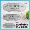 image:imageExcelMark No Soliciting Window Stickers  3 x 7 Transparent Vinyl Sticker Sign  Select From Sticky Front or Sticky Back For Interior or Exterior Use  Pack of 3 InteriorSilverBlack Designer