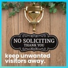 image:imageExcelMark No Soliciting Window Stickers  3 x 7 Transparent Vinyl Sticker Sign  Select From Sticky Front or Sticky Back For Interior or Exterior Use  Pack of 3 InteriorBlackWhite Designer