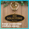 image:imageExcelMark No Soliciting Window Stickers  3 x 7 Transparent Vinyl Sticker Sign  Select From Sticky Front or Sticky Back For Interior or Exterior Use  Pack of 3 InteriorBlackGold Oval