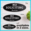 image:imageExcelMark No Soliciting Window Stickers  3 x 7 Transparent Vinyl Sticker Sign  Select From Sticky Front or Sticky Back For Interior or Exterior Use  Pack of 3 InteriorBlackWhite Oval