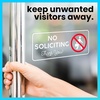 image:imageExcelMark No Soliciting Window Stickers  3 x 7 Transparent Vinyl Sticker Sign  Select From Sticky Front or Sticky Back For Interior or Exterior Use  Pack of 3 InteriorWhiteRed Exterior Cling