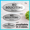 image:imageExcelMark No Soliciting Window Stickers  3 x 7 Transparent Vinyl Sticker Sign  Select From Sticky Front or Sticky Back For Interior or Exterior Use  Pack of 3 InteriorSilverBlack Oval