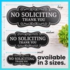 image:imageExcelMark No Soliciting Window Stickers  3 x 7 Transparent Vinyl Sticker Sign  Select From Sticky Front or Sticky Back For Interior or Exterior Use  Pack of 3 InteriorBlackWhite Designer