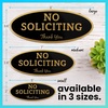 image:imageExcelMark No Soliciting Window Stickers  3 x 7 Transparent Vinyl Sticker Sign  Select From Sticky Front or Sticky Back For Interior or Exterior Use  Pack of 3 InteriorBlackGold Oval