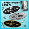 image:imageExcelMark No Soliciting Window Stickers  3 x 7 Transparent Vinyl Sticker Sign  Select From Sticky Front or Sticky Back For Interior or Exterior Use  Pack of 3 InteriorSilverBlack Oval